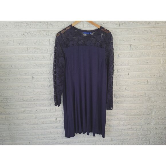 Apt 9 Womens Dress Extra Large XL Mini Shirt Lace Pullover Long Sleeve BLU148E - Picture 1 of 11